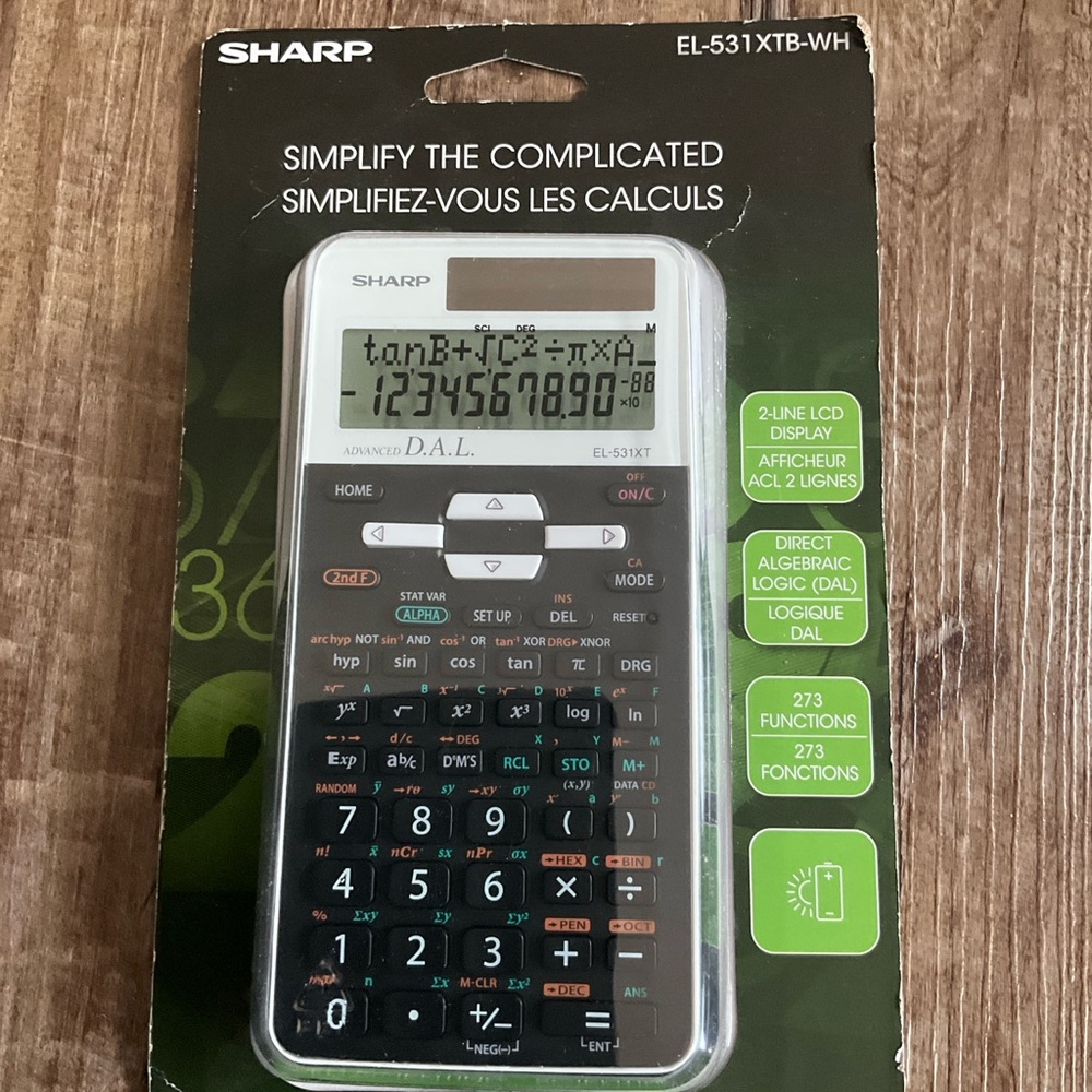 Sharp EL-531XTB-WH Scientific Calculator - Black and White